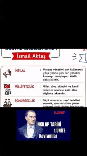 8.Sınıf İnkılap Tarihi Ve Atatürkçülük 1.Ünite Kavramlar Videosu Kanalda