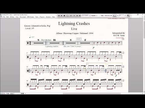Drum Score - Live - Lightning Crashes (sample)