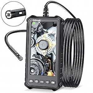 5.18" IPS Screen Dual-Lens Industrial Endoscope, Oiiwak Inspection Snake Camera 1080P HD 2MP Bore Scope Snake Camera Waterproof Sewer Pipe Drain Plumbing 7 LED Lights 32GB TF Card (1.5m/5FT)