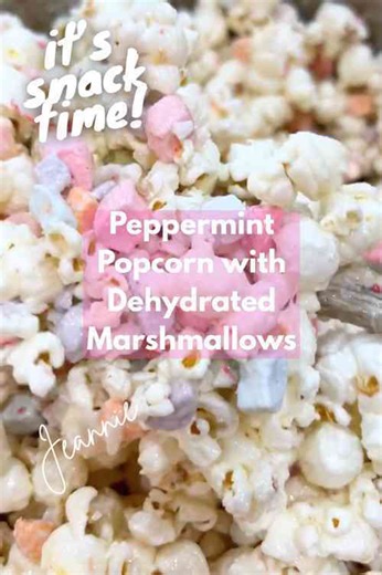 Peppermint Popcorn with Tiny Dehydrated Marshmallows