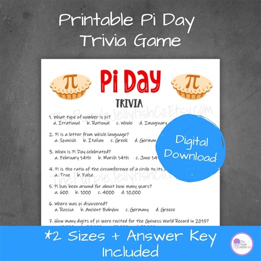 Pi Day Trivia Game Printable, Pi Day Party Idea, Trivia Questions Quiz, Pi Day Game for Kids & Adults, Math Pie Day Activity, Classroom Game - Etsy UK
