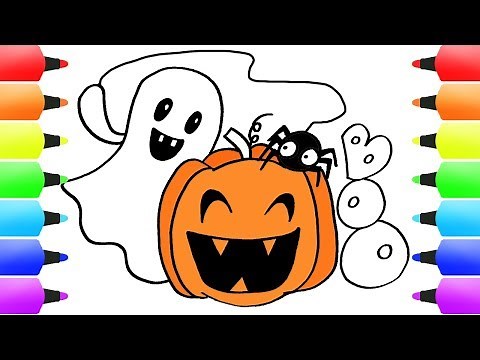 Halloween Coloring Pages | Pumpkin and Ghost! (Drawings for Kids)