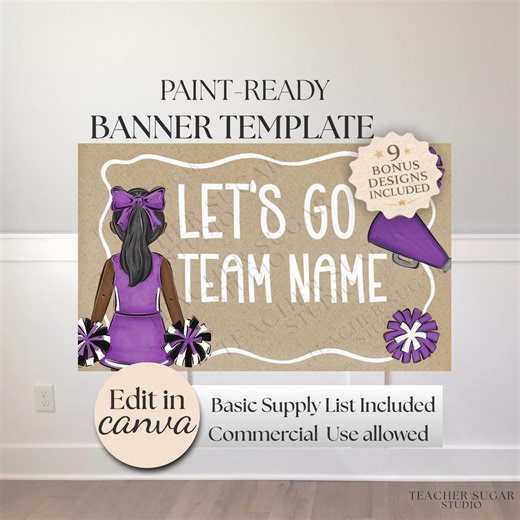Cheerleading Banner Template | Paint-ready, Editable Canva Design (digital Download - Etsy