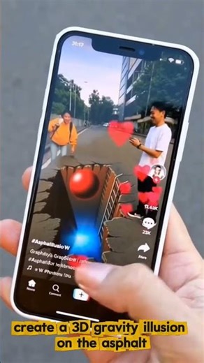 create a 3D gravity illusion on the asphalt#gravity#gravityillusion#aiworld#fypシ#global#foryou