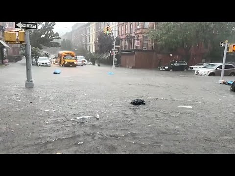New York Flooding Chaos - Brooklyn - Long Island - Raw 4k with Drone