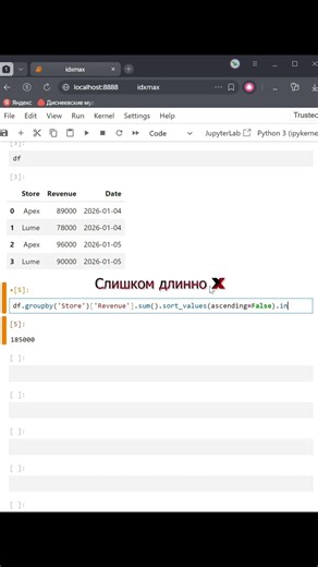Pandas: функции idxmax(), idxmin() #dataanalysis #python #dataanlysis #dataframe #coding #pandas
