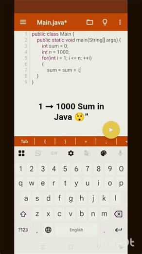 java programming beginner trick sum of 1- 1000 #java #programming #coding