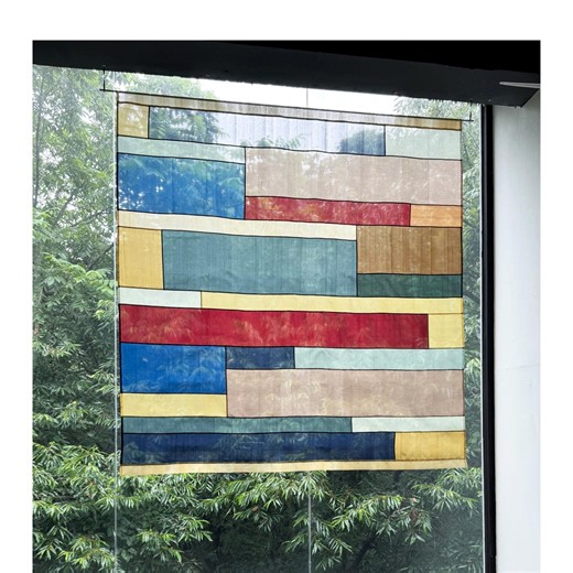 Sheer Silk Pojagi Curtain: Korean Patchwork, Window Shade, Custom Size, U.S. Tariff Seller Payment