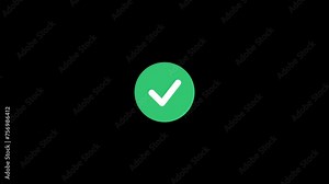 animated check mark list icon. motion graphich check mark green logo symbol. icon animation is correct or approved