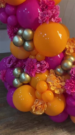 Stunning Pink and Orange Balloon Hoop for Parties