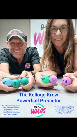 We used The Kellogg Krew Powerball Predictor to pick tomorrow night's winning numbers (see disclaimers). Good luck with tomorrow night's drawing, and if you win, don't forget who helped get you there (if that happens to not be us, well maybe don't forget us too) - The Kellogg Krew #lottery #winner #winning | 94.7 WMAS - Springfield, MA