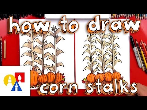 How To Draw Autumn Corn Stalks And Pumpkins