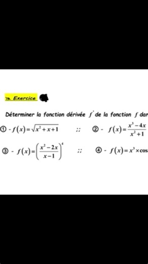 A solved exercise on calculating derivatives (2nd year of preparatory classes). See the complete ...