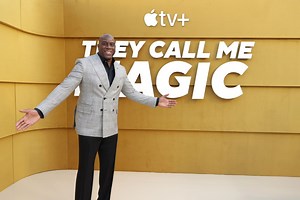 Magic Johnson hits the Apple TV  red carpet for the premiere of 'They Call Me Magic'