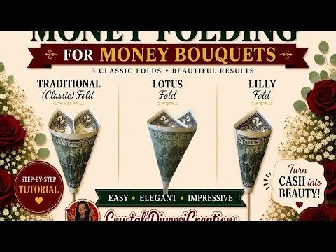 Beginner Money Folding Tutorial for Money Bouquets | Traditional, Lotus & Lilly Folds