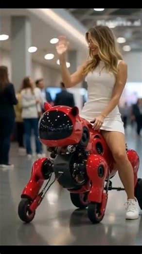women riding first time robot #robotics #robot #dronerobot