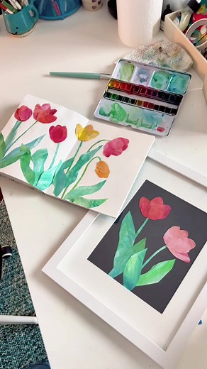 Easy Watercolor Tulip Collage Tutorial for Spring Art