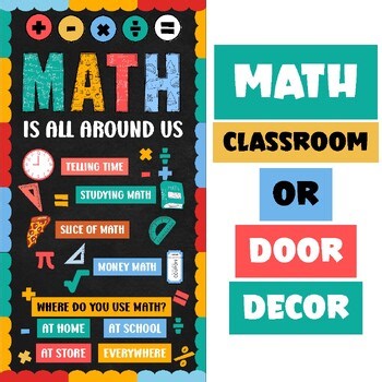 Math is All Around Us Door Decor | Fun Math Poster for Elementary Classroom