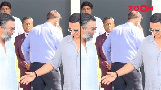 Akshay Kumar demonstrated his polite nature by asking security personnel for permission before posing for photos with R Madhavan at the airport. The Bollywood superstar's gesture showcases his respect for rules and protocols. R Madhavan and Akshay Kumar's interaction seemed friendly and cordial as they took photos together. Ananya Panday looked gorgeous in a cream-pink anarkali outfit while promoting Kesari Chapter 2. The actress's elegant attire and stunning smile made her a vision to behold. A
