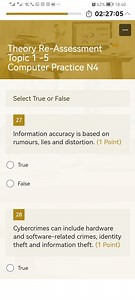 Theory Re-Assessment Topic 1-5 Computer Practice N4 Select Tru... | Filo
