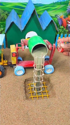 🔥 Mini Realistic Working Mixer Machine Diy Tractor Pillar Making Project #shorts #youtubeshorts 🚜🧱