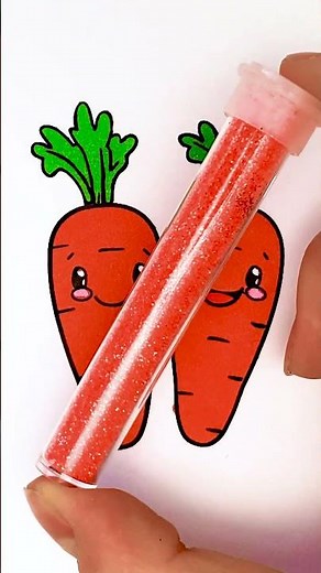 ✨🥕 Dibujando 2 zanahorias lindas 😻 Arte con brillantina para niños