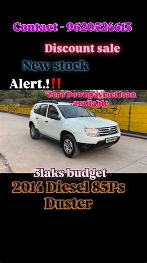 Sree Peteanjaneya Swamy Enterprises Used car dealership on Instagram: "2014 Renault Duster Diesel 85Ps 110,000 kms driven second owner with touch screen infotainment system, Front power windows in Excellent condition Price - 355,000 (Fixed Price) Location - Sree peteanjayaswamya enterprises Yelahanka Contact - 9620524613, 9972038947, 9945408412 #trending #forsale #usedcarsforsale #duster #diesel"
