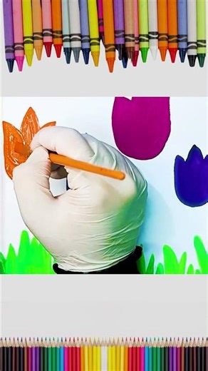 Tulips watercolor Painting for kids