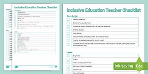 Inclusive Education Teacher Checklist