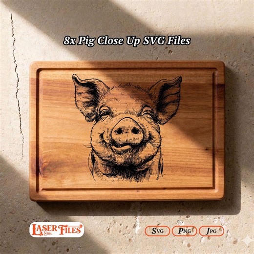 8 Pig SVG Laser Files, Cute Pig Face Engraving Designs, Charcuterie Board Glowforge Xtool - Etsy
