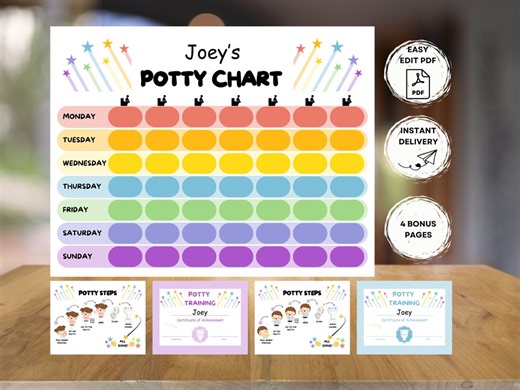 Editable Potty Training Essentials | Potty Training Printable | Custom Sticker Chart | Reward Chart | Potty Certificate | Potty Instructions - Etsy