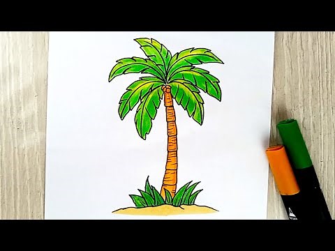 How to Draw a Palm Tree Step by Stepتعلم كيف ترسم نخلة جميلة وسهلة | رسم منظر طبيعي |رسم سهل