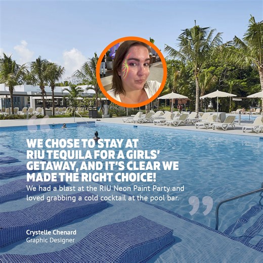 🎵 We said maaaaybe, you’re gonna be the one on vaaaacay 🎵 with our selection of this month’s Staff Picks! Spend your spring in a tropical oasis (see what we did there?) at some of the hottest resorts down south, like Riu Tequila in Riviera Maya, Mexico, the latest vacation spot that Sunwing Vacations Graphic Designer, Crystelle, raves about, click the link to find out! https://bit.ly/472EkJU 🎵 Et la fête fut dans ma tête, comme un champ de blé, un ciel de mai 🎵 grâce aux choix du personnel d