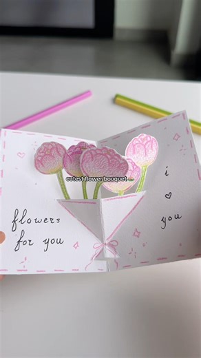 diy cutest flower pop-up card bouquet🪷 for her💕#handmadegift #popupcard #paperflower #bouquet #diy