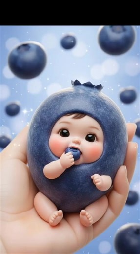 Fresh Blueberry Eating ASMR | Relaxing Natural Sounds#aivideo #asmr #babyfruiteating #blueberry