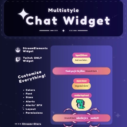 Multistyle Chat Widget — Streamelements OBS | Twitch | Fully Customizable Chat | Integrated Alerts - Etsy