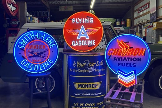 No Reserve: Neon Smitholene, Flying A, and Chevron Aviation Signs