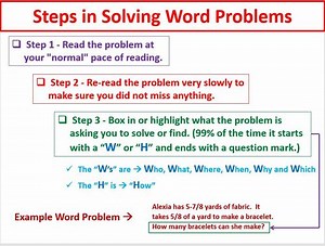 Math 1 - Unit 1 - Lesson 2 - 7 Steps in Solving Word Problems Video & Worksheet