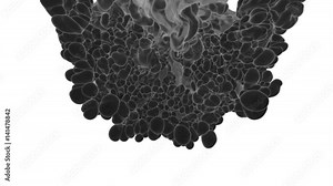Abstract background black Ink or smoke with alpha mask for motion effects and compositing VFX. Beautiful Ink clouds or smoke move in slow motion with luma matte. Version 22