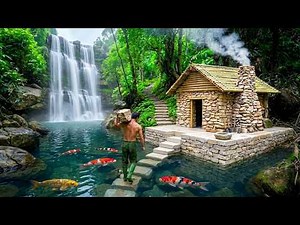 Building a STONE House in The Forest with Primitive Skills | From Start to Finish