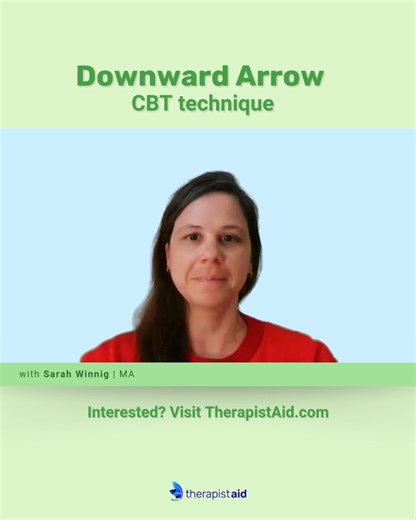 Therapist Aid on Instagram: "🔍 How deep do your client’s thoughts go? The Downward Arrow Technique helps uncover the core beliefs driving surface-level thoughts and behaviors. Learn how to guide your clients from “I messed up at work” to “I’m a failure”, and how to challenge that belief with compassion. 🎥 Watch how clinician Sarah Winnig would apply this in session, then click the link in our bio to read the full article on our site. #TherapistTools #CBT #CoreBeliefs #TherapistAid"
