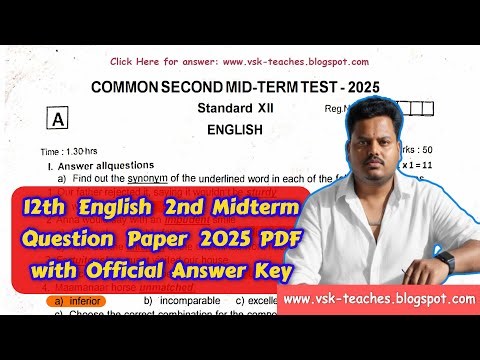 12th English 2nd Midterm Question Paper 2025 PDF with Official Answer Key