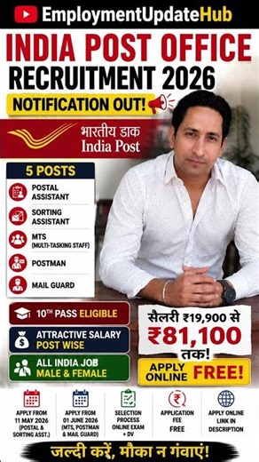 😱 10वीं पास के लिए ₹81,100 Salary वाली सरकारी नौकरी@EmploymentUpdateHub