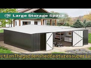 12x14 FT Outdoor Storage Shed, Garden Shed with Updated Frame Structure and Lockable Doors, Metal T