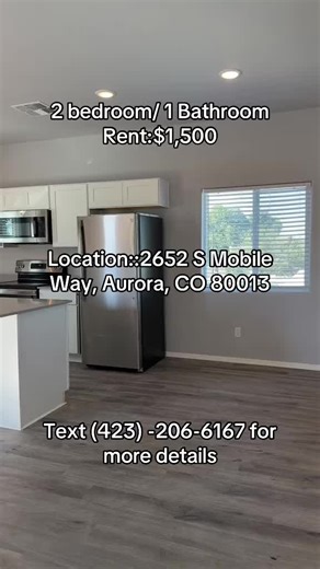 2 bed 1 bath Aurora, CO $1,500/month Text (423) -206-6167 #colorado #auroracolorado #denvercolorado #fortcollinscolorado #fyp