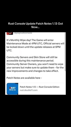 Rust Console Update Patch Notes 1.13 Out Now…#shorts #rust #rustconsole