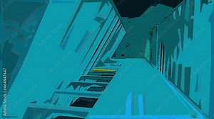 animation of clean futuristic alien sci fi fantasy landscape in comic style,halftone, textures and patterns - 3d rendering