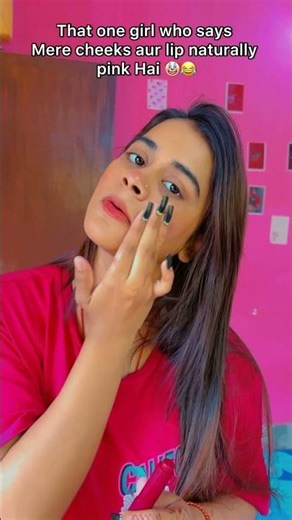 She said her cheeks and lips are naturally pink… we believe her 😭😂 #relatable #viral