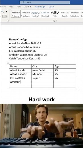 How to convert text to table in ms word 😱 #msword #office #document