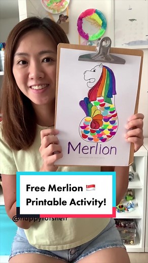 Kickstart our Singapore 🇸🇬 National Day celebration with this Dot Sticker Merlion colouring page! Download this printable pack on happytotshelf.com (link in profile) #NDP2023 #learnontiktok #learningisfun #handsonlearning #preschoolactivities #learnathome